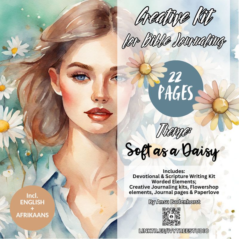 Soft as a Daisy – Bible Journaling Devotional eBook Kit | English + Afrikaans | Printable Faith Art | Gracelilly Journal Pack