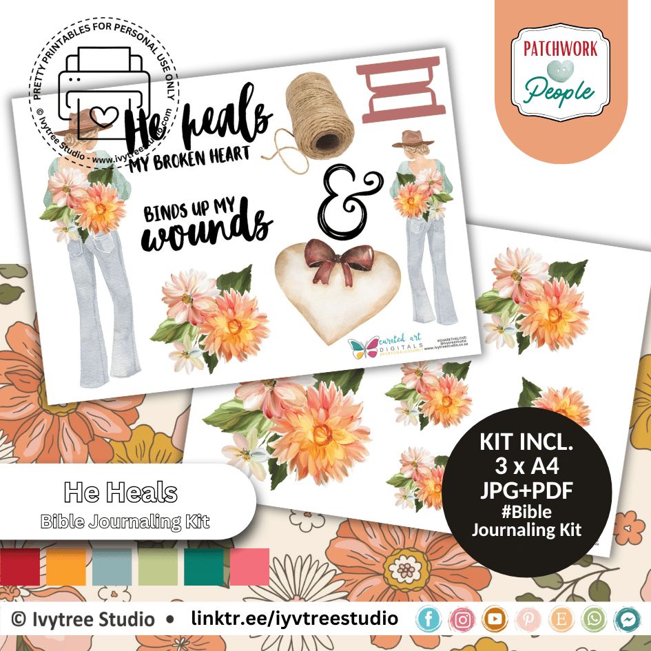 He Heals | Journaling Kit | Patchwork People Bible Journaling Collection | Ivytree Studio