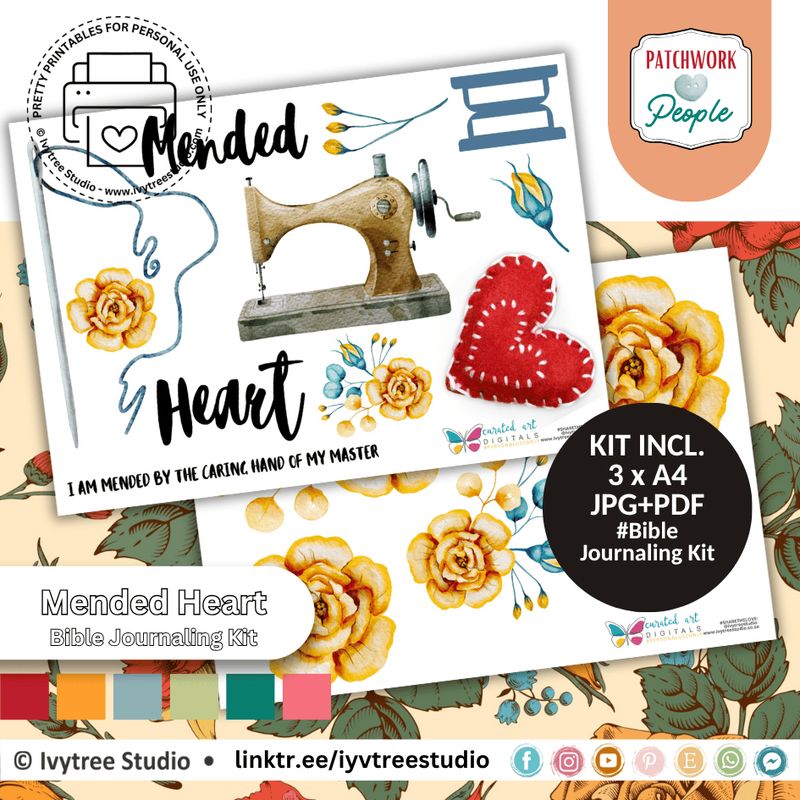 Mended Heart | Journaling Kit | Patchwork People Bible Journaling Collection | Ivytree Studio
