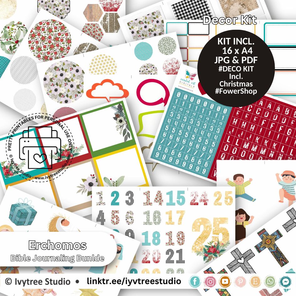 Erchomos | Decor Kit | Bible Journaling Printable Kit Bundle | Advent Collection | Bible Journaling | Ivytree Studio