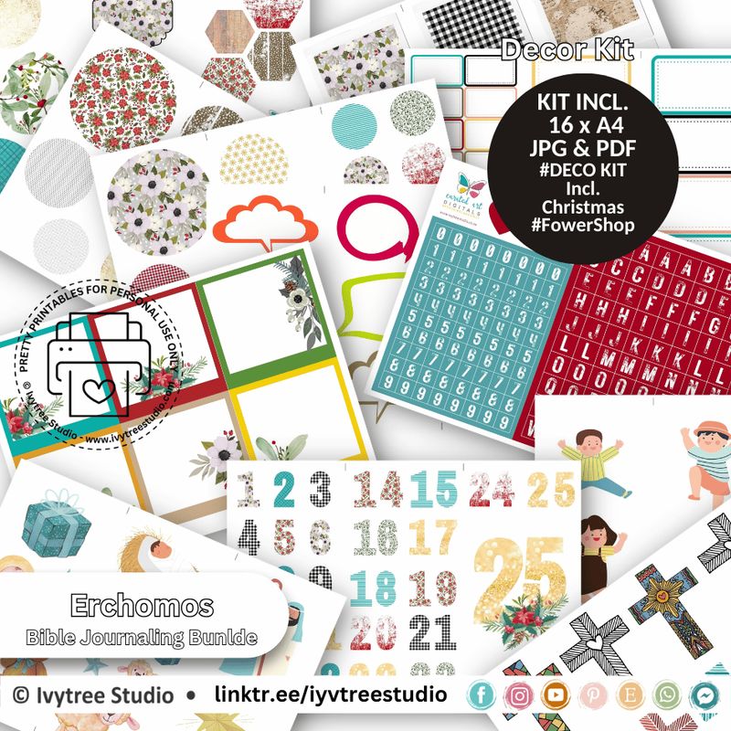 Erchomos | Decor Kit | Bible Journaling Printable Kit Bundle | Advent Collection | Bible Journaling | Ivytree Studio