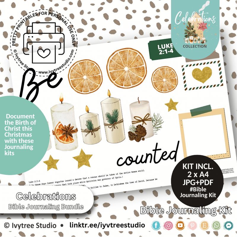 Be Counted journaling kit – Luke 2:1–4 Advent journaling set with candles, stars, and Christmas Bible study art