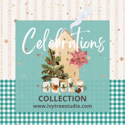 Celebrations Collection – printable Bible journaling kits with Christmas candles, poinsettias, and festive designs
