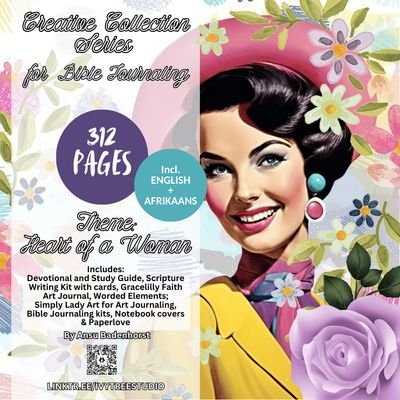 Heart of a Woman Collection cover with retro woman and florals in spring colors | Bible Journaling | Ivytree Studio
