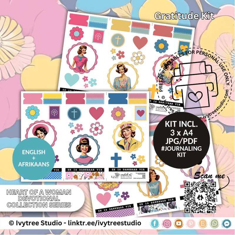 Gratitude Kit printable journaling set | Bible Journaling | Ivytree Studio