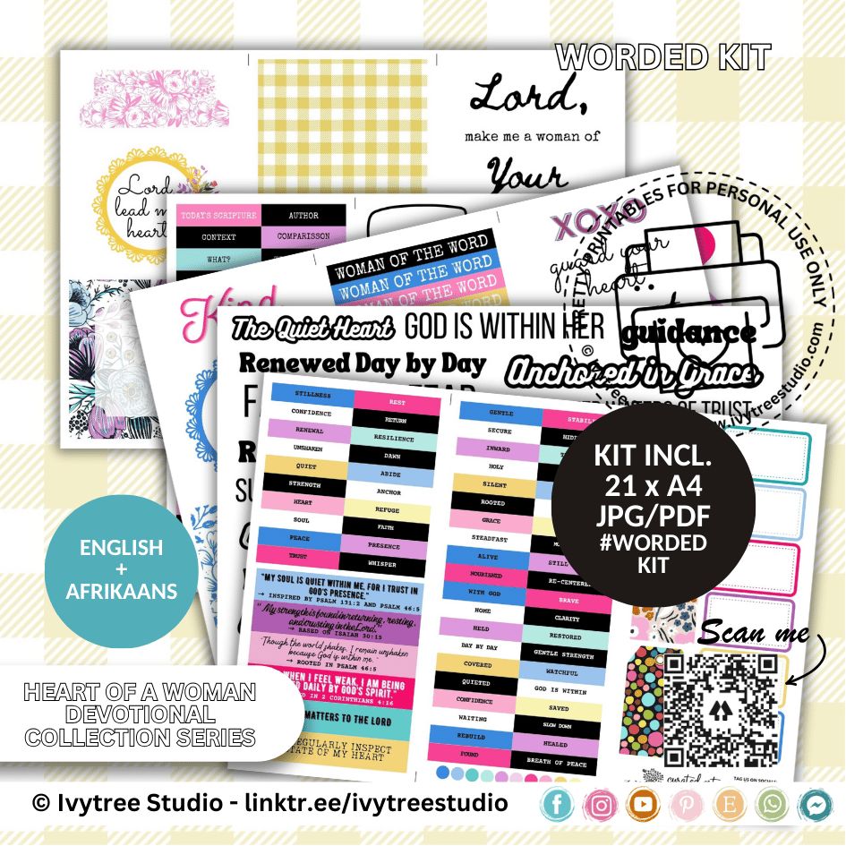 Worded Kit with scripture journaling words, labels, prompts, and creative faith elements | Bible Journaling | Ivytree Studio