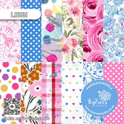 Libbi Paperlove printable patterned papers with floral, dots, and mixed colorful textures | Bible Journaling | Ivytree Studio