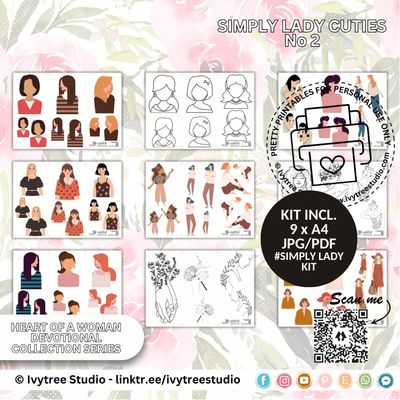 Simply Lady Cuties 2 kit with playful and colorful lady clip art | Bible Journaling | Ivytree Studio
