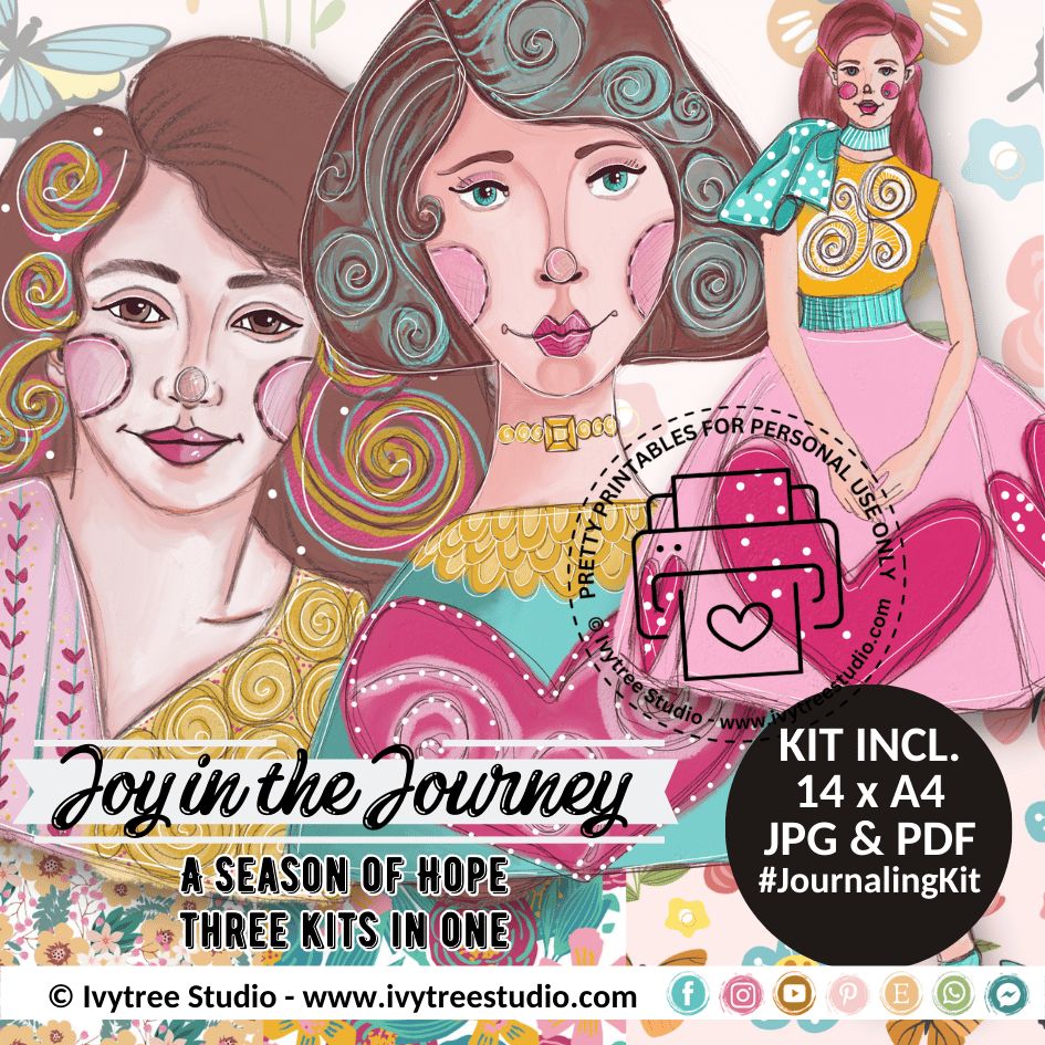 Joy in the Journey Journaling Kit cover with three illustrated women and floral designs | Bible Journaling | Ivytree Studio