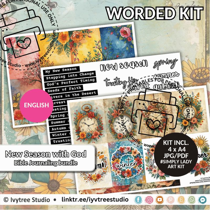 New Season with God Worded Kit English version | Bible Journaling | Ivytree Studio