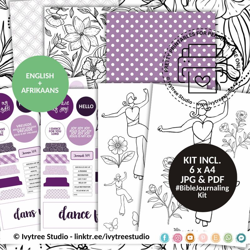 Dance for Joy Bible Journaling Kit - Jeremiah 31:4 | Bible Journaling | Ivytree Studio | Incl. English + Afrikaans