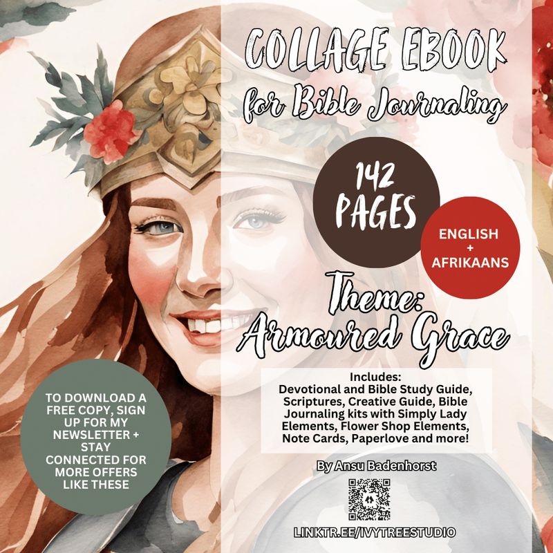 Armoured Grace Collage eBook for Bible Journaling | English + Afrikaans | 142 Pages | Bible Journaling | Ivytree Studio
