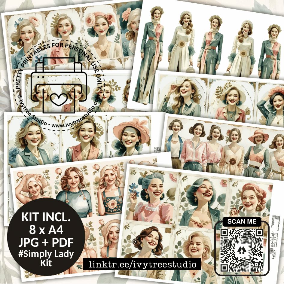 Simply Lady modern ephemera | Fashionable feminine illustrations for journaling | Bible Journaling | Ivytree Studio