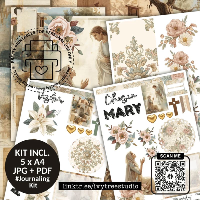 Mary Chosen Journaling Kit | God with us Advent Collection | Bible Journaling | Ivytree Studio Mary Chosen Kit | God with us Advent Collection | Bible Journaling | Ivytree Studio
