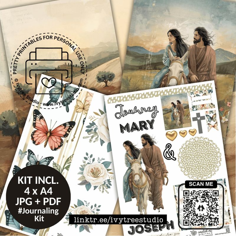 Mary and Joseph Journey Journaling Kit | God with us Advent Collection | Bible Journaling | Ivytree Studio Mary and Joseph Journey | God with us Advent Collection | Bible Journaling | Ivytree Studio