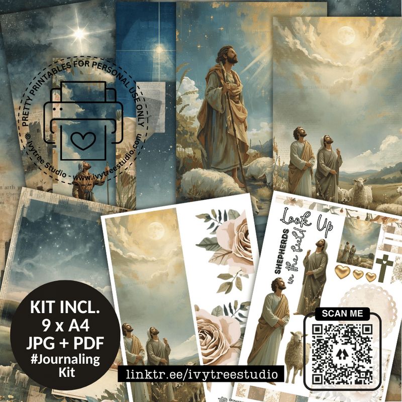 Look up Shepherds Journaling Kit | God with us Advent Collection | Bible Journaling | Ivytree Studio Look Up Kit | God with us Advent Collection | Bible Journaling | Ivytree Studio