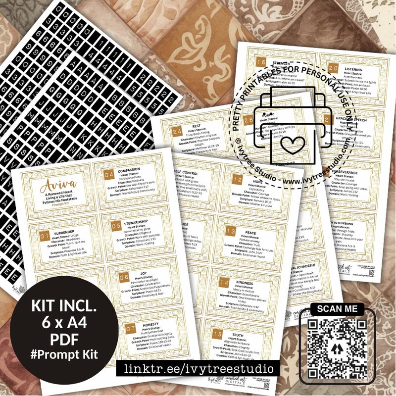 Aviva Challenge Prompt Kit | Aviva Renewed Heart Collection | Bible Journaling | Ivytree Studio