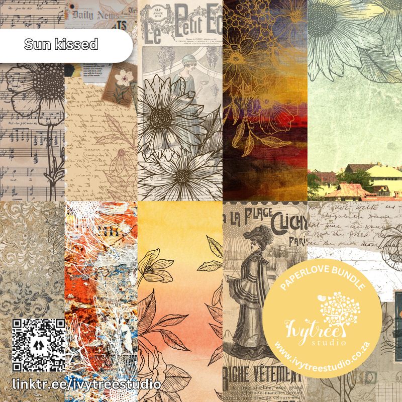 Sun Kissed | Paperlove Kit – 10 Printable Pattern Papers for Journaling, Scrapbooking &amp; Crafts | Ivytree Studio