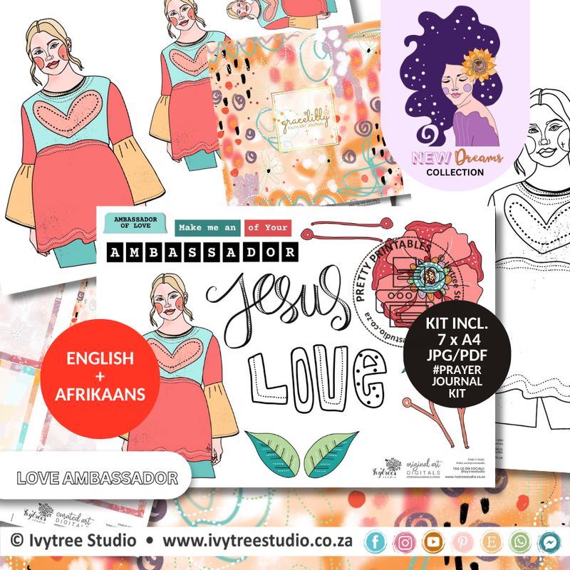 Kit 1 - Love Ambassador - Gracelilly Prayer Journaling Series - New Dreams Collection - Incl. Eng + Afr
