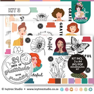 21 Days of Gratitude Journaling Kit - Expectant Heart Collection – Bible journaling printable by Ivytree Studio | Faith Art | Scripture Study