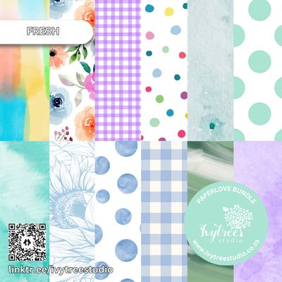 Fresh | Paperlove Kit – 12 Printable Pattern Papers for Journaling, Scrapbooking &amp; Crafts | Ivytree Studio