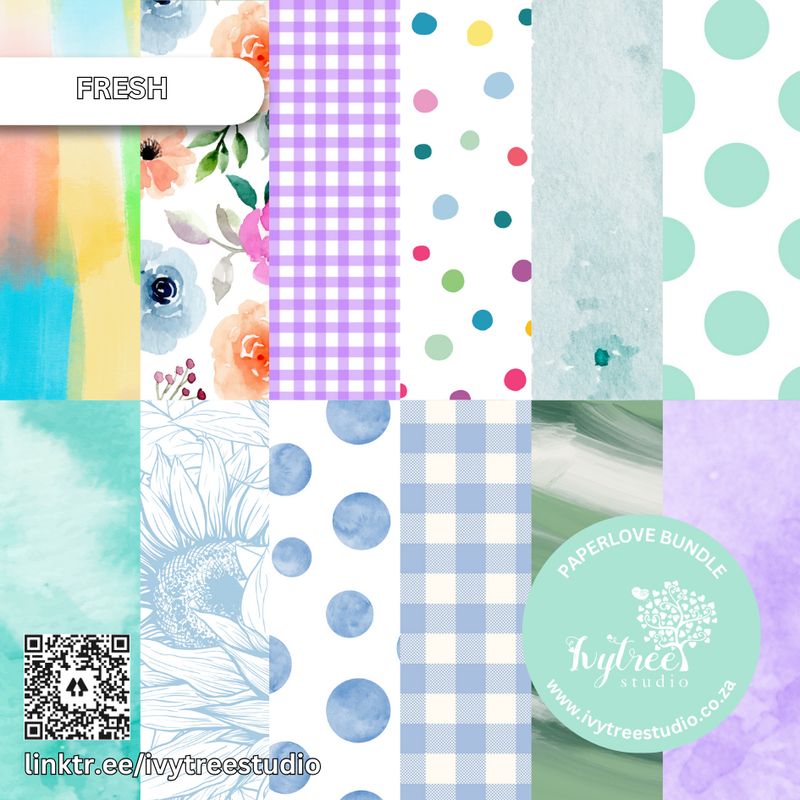 Fresh | Paperlove Kit – 12 Printable Pattern Papers for Journaling, Scrapbooking &amp; Crafts | Ivytree Studio