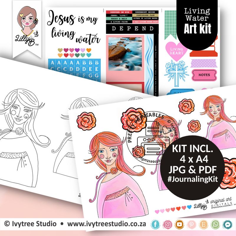 Living Water  - Journaling Kit - LillyB Original Art Digitals