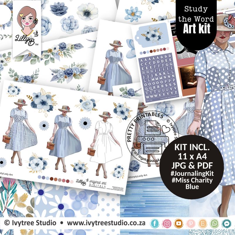Miss Charity Blue Kit - Study the Word Series - LillyB Design (Incl. Bonus Any Day Card kit)