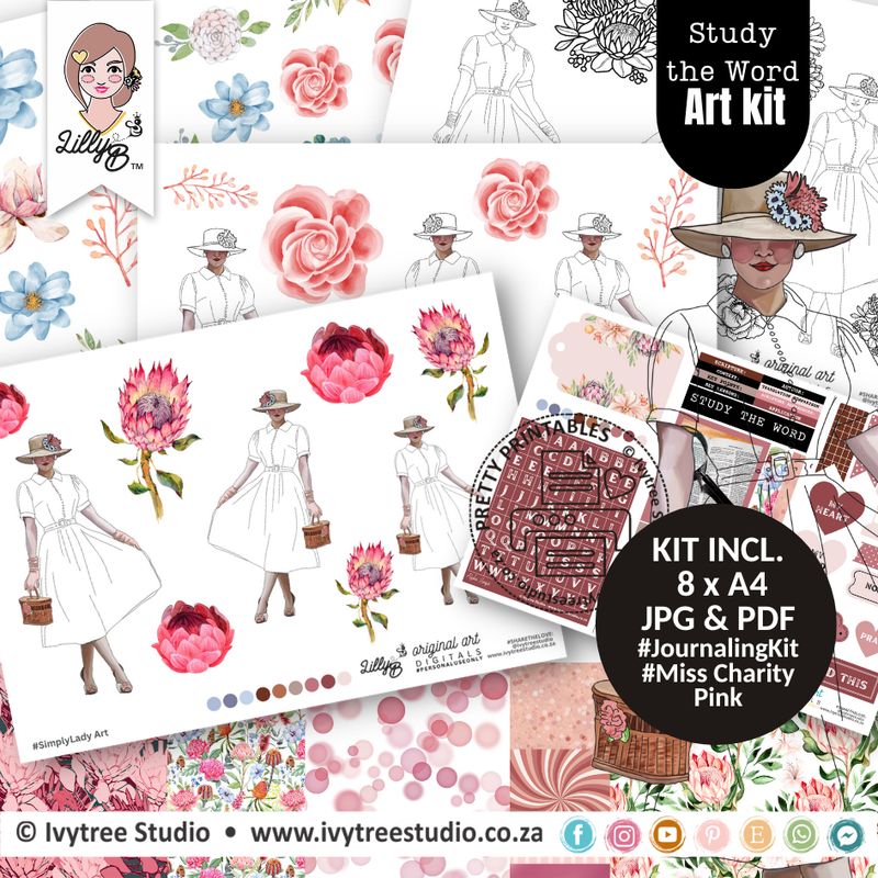 Miss Charity Pink Kit - Study the Word Series - LillyB Design (Incl. Bonus Any Day Card kit)