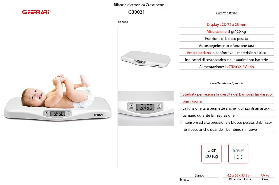 BILANCIA PESA BIMBI G3 FERRARI 5 g/20 Kg