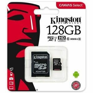 MICRO SD KINGSTON 128GB CLASSE10 SDCS2+ADATTATORE
