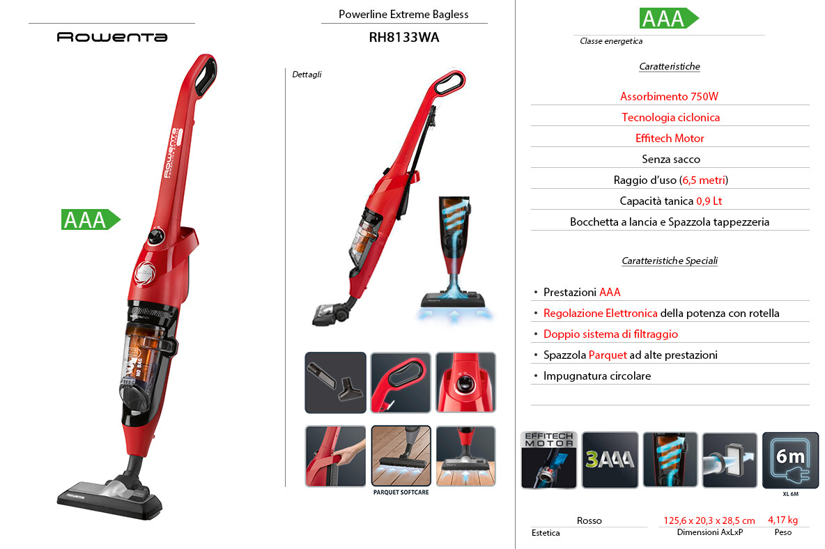SCOPA ELETTRICA ROWENTA S/SACCO 750W AAA
