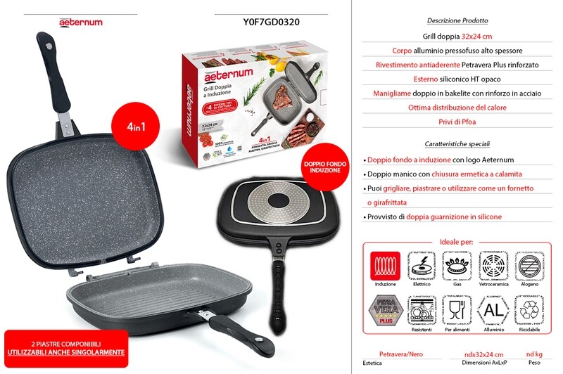 GRILL DOPPIA 32x24cm AETERNUM 4in1