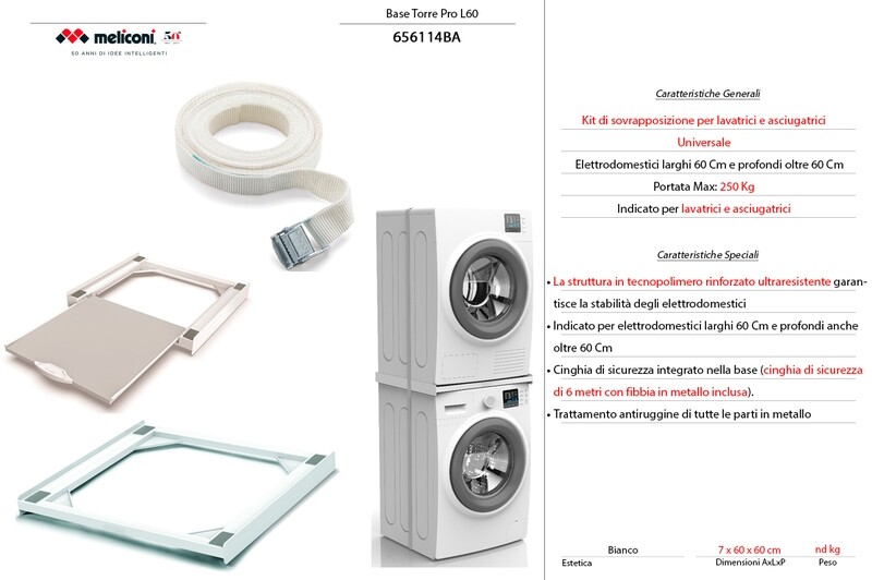 KIT COLONNA MELICONI BASE TORRE ASCIUGATRICE + LAVATRICE