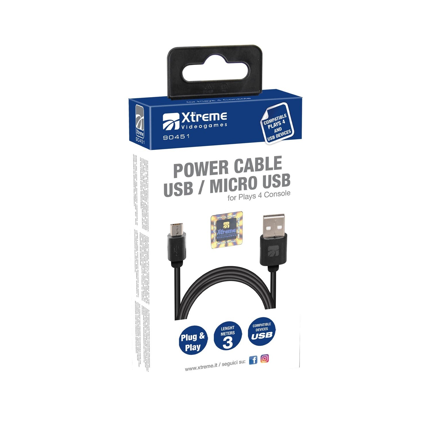POWER CABLE USB / MICRO USB PS4