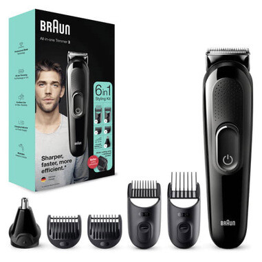 Braun All-in-one Rifinitore Tutto-In-Uno 3 Regolabarba Uomo 6-In-1, Tagliacapelli, Per Viso, Capelli