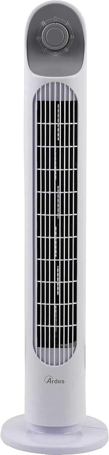 ARDES | AR5T800 Ventilatore Verticale Altezza 81 cm con 3 Intensità e Oscillazione Automatica della Torretta da Pavimento o Piano Ventilatore Torre Bianco
