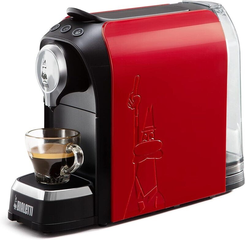 Bialetti Elettrico Macchina Caffè Espresso Per Capsule In Alluminio, Incluse 32 Capsule, Rosso, ‎50 x 37 x 18 cm; 3 Kg