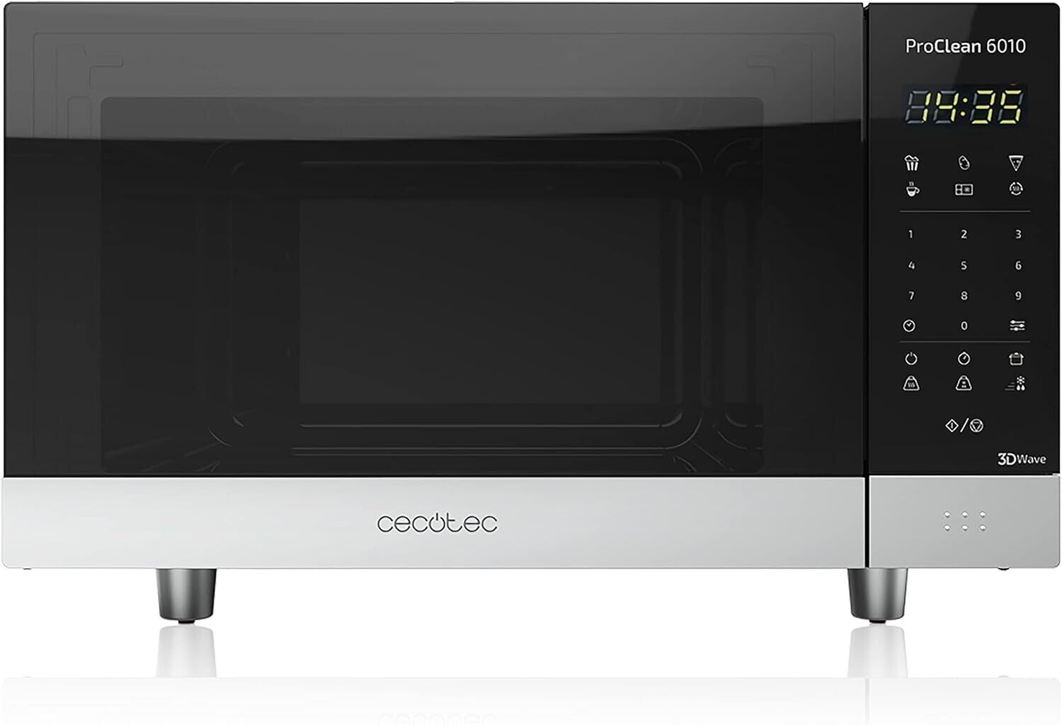 Cecotec Microonde nero ProClean 800 W, 23 litri, Rivestimento Ready2Clean per una migliore pulizia, pannello di controllo e tecnologia 3DWave, controllo touch, acciaio inossidabile.