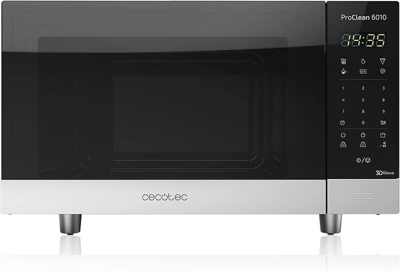 Cecotec Microonde nero ProClean 800 W, 23 litri, Rivestimento Ready2Clean per una migliore pulizia, pannello di controllo e tecnologia 3DWave, controllo touch, acciaio inossidabile.