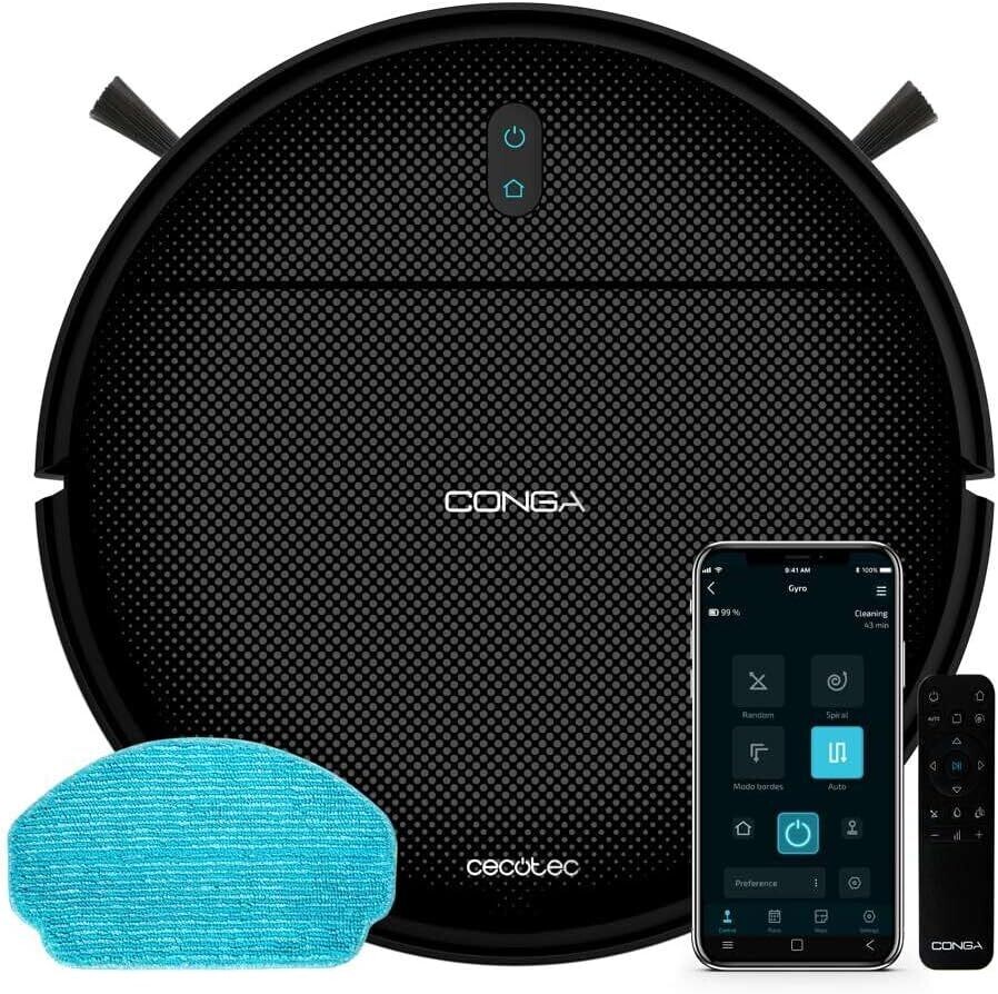 Cecotec Robot aspirapolvere Conga 999 Origin Genesis. Tecnologia Random, 1000 Pa, 2 spazzole laterali, Autonomia 120 Minuti, 6 Programmi, App Remote Control