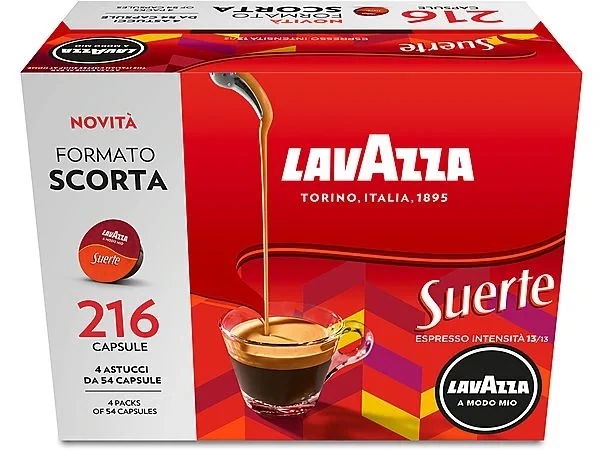 LAVAZZA Capsule Lavazza per macchine da caffè A Modo Mio SUERTE 216 CAPSULE, 1,62 kg