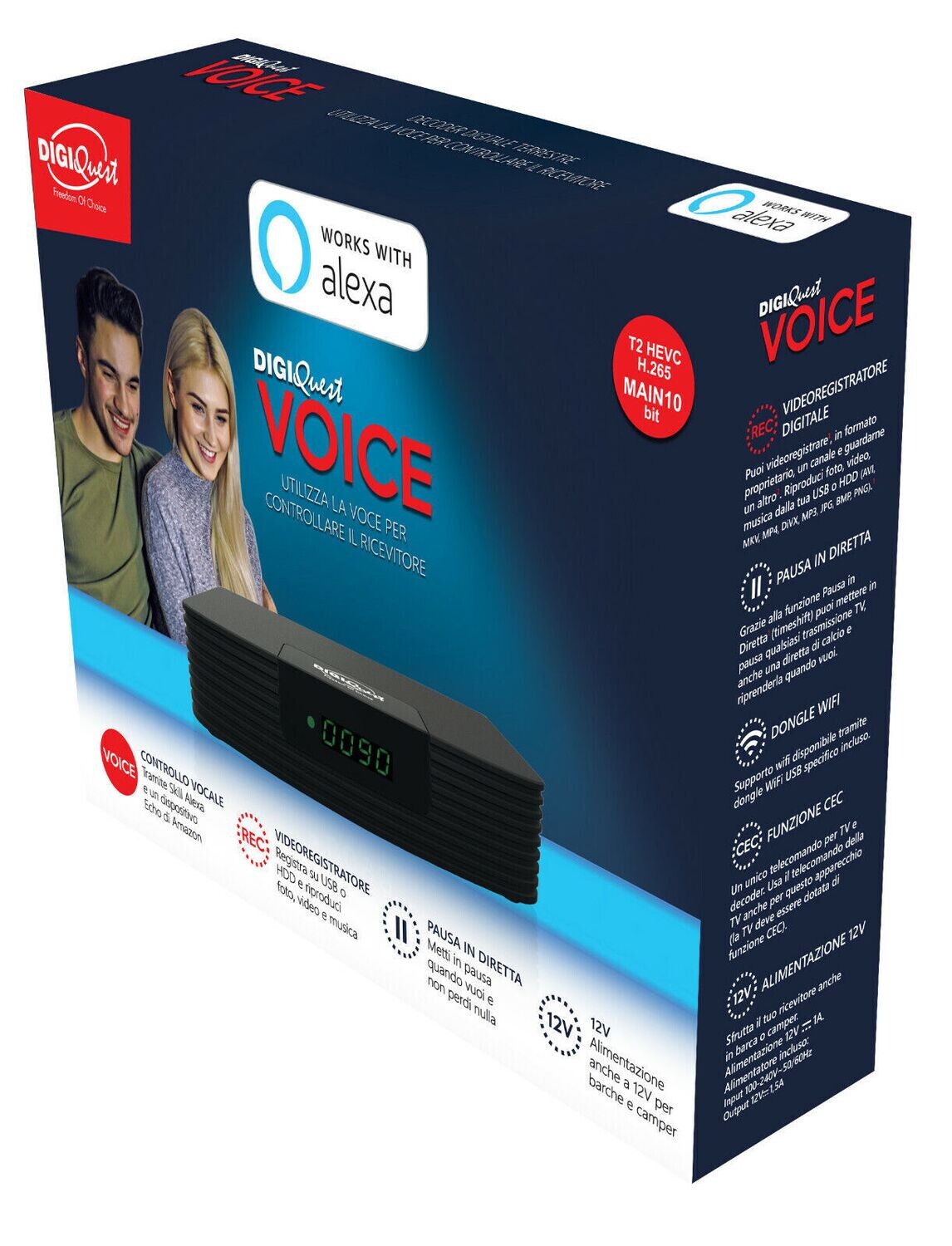 Decoder Digitale Terrestre VOICE - Utilizza la voce - Funziona con Alexa