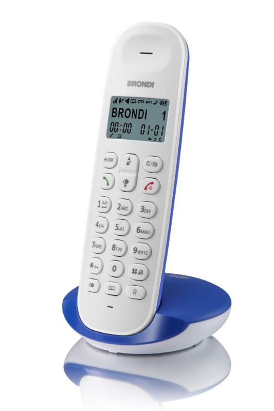 Cordless telefono senza fili LOTUS Brondi ECO DECT colore bianco e blu