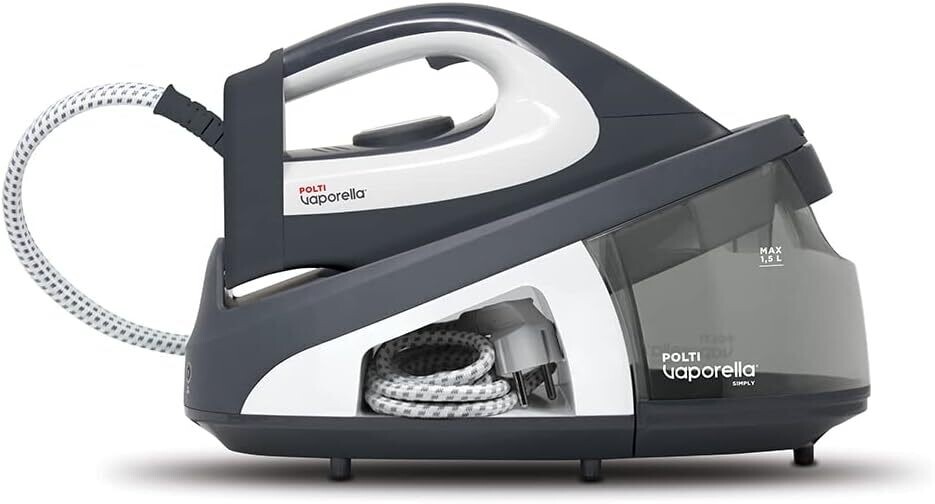Polti Vaporella Simply VS10.12, Ferro da Stiro Generatore di Vapore con Serbatoio Estraibile da 1,5 L, max pump 6,5 bar, Funzione ECO, Grigio/Bianco