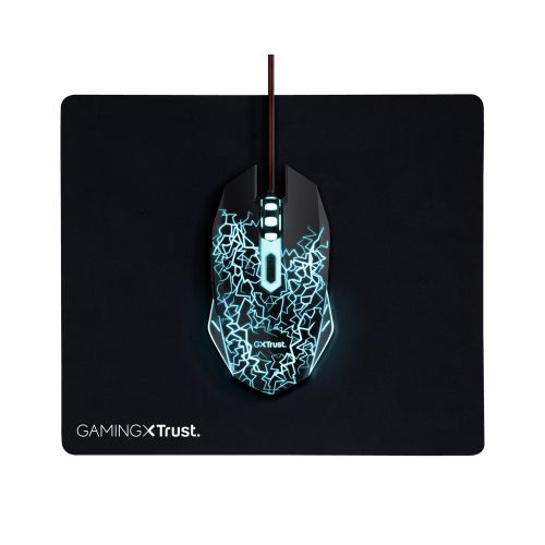 Kit Trust Basics Gaming 2-IN-1 - Mouse Optic, USB, Black + Mouse Pad, Black