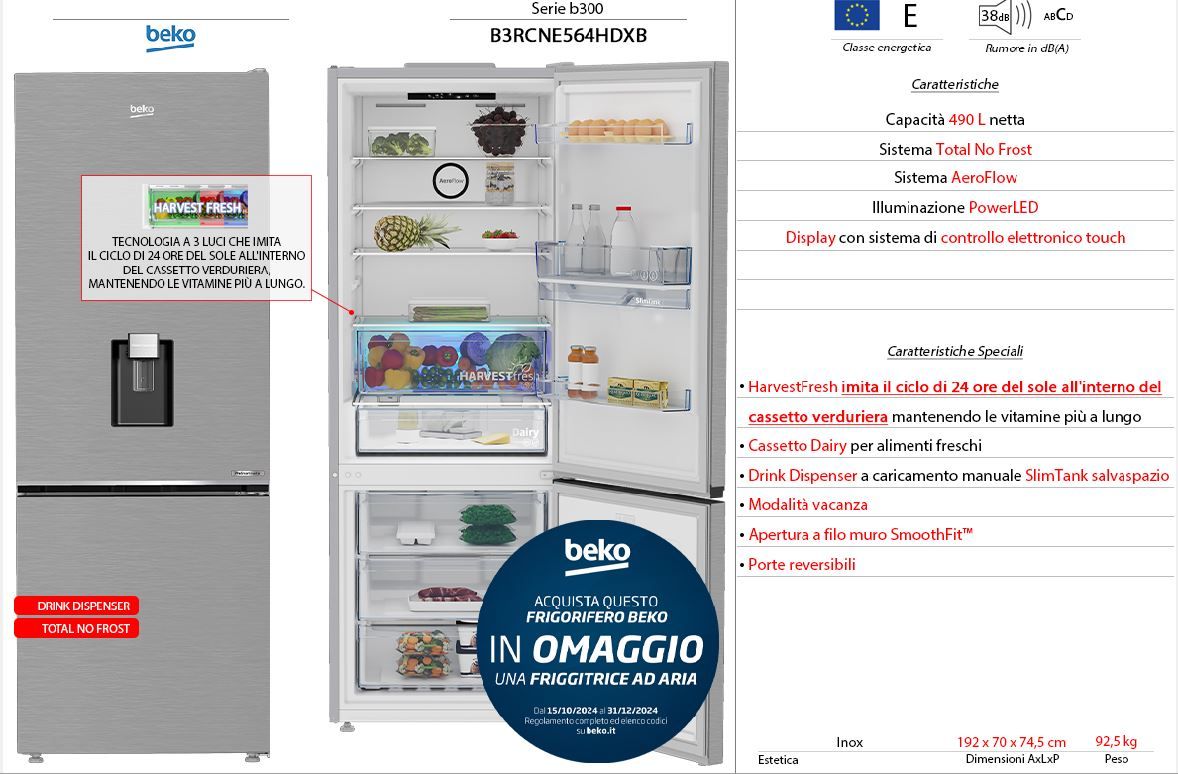 COMB BEKO 490L TOT NO FROST E INOX DD 70cm