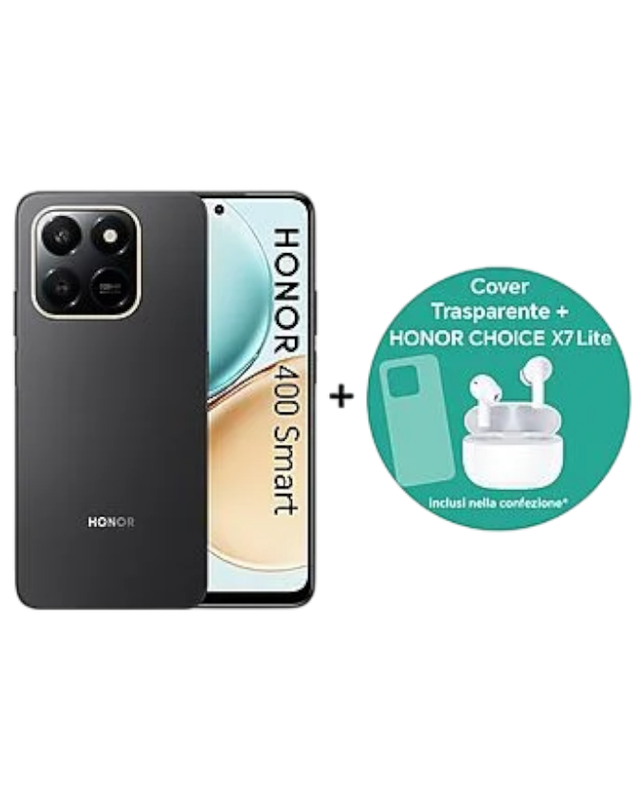 HONOR 400 SMART 8 +256 , 256 GB, BLACK + HONOR CHOICE X7 Lite e Cover Trasparente