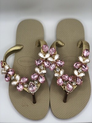 Havaianas Gold with colored gem stones