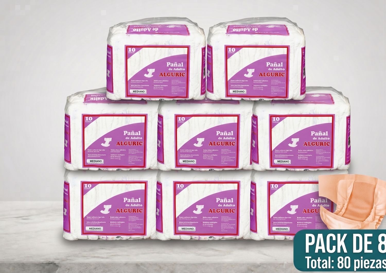 8Pack Pañal de Adulto Alguric Mediano